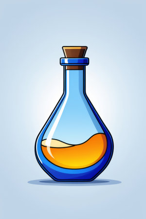 blue glass bottle illustration materialの素材