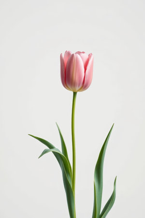 Close up of a single pink tulipの素材