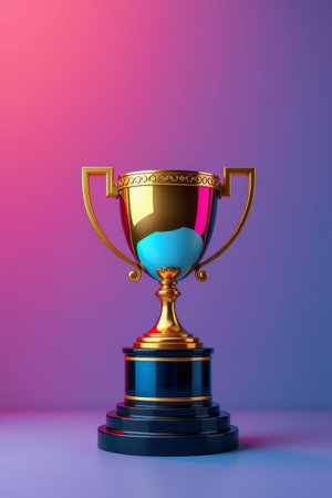 Close up of the gold trophyの素材