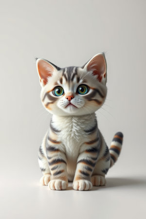 Cute Striped Kitten Front Close upの素材