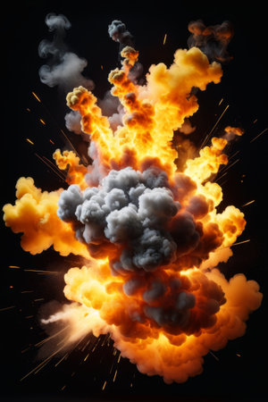 Explosion effects on black backgroundの素材