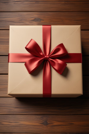 Beautiful gift box on wooden backgroundの素材