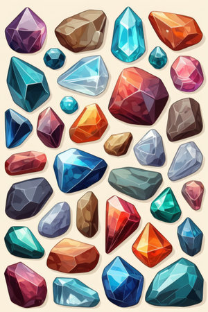 Colorful Gemstone Illustration Materialの素材
