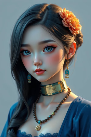 Portrait of an ancient girl wearing jewelryの素材