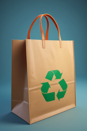Paper shopping bags with recycling logoの素材