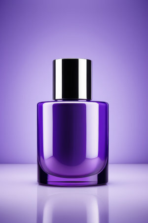 Close up of purple glass perfume bottleの素材