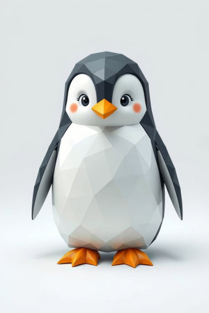 Low polygon cartoon penguin imageの素材