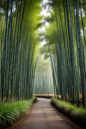 Winding paths in bamboo forestsの素材