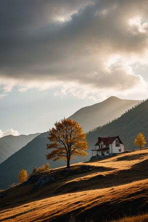 Autumn scenery of mountain cabinの素材