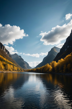 Mountain lake natural sceneryの素材