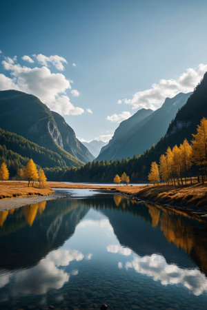 Mountain lake natural sceneryの素材