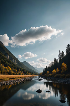 Mountain River Forest Natural Sceneryの素材