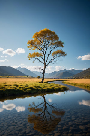 Lonely trees by the water in the wildernessの素材