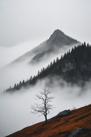 Mountain mist-shrouded natural sceneryの素材