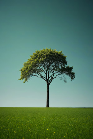 Isolated green trees in the wildernessの素材