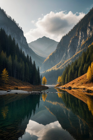 Mountain lake natural sceneryの素材