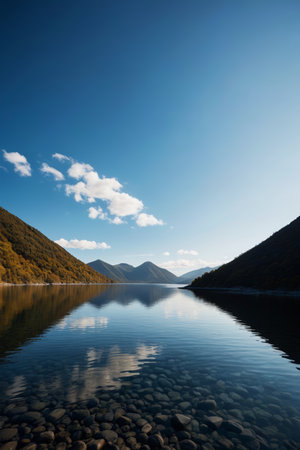 Natural scenery of lakes and mountainsの素材
