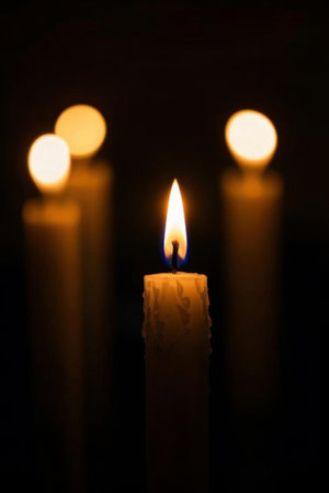 Close up of burning candlesの素材