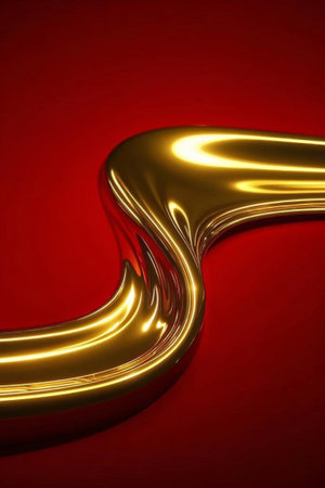 Gold fluid material with red backgroundの素材