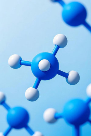 Blue microscopic image of molecular structureの素材