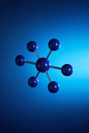 Blue molecular structure displayの素材