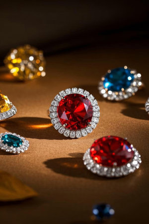 Colorful gemstone ring close upの素材