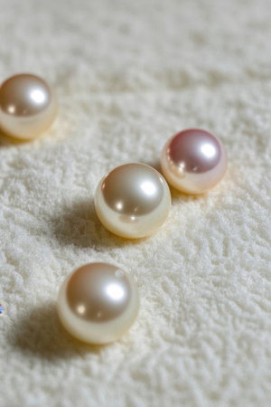 Pearls on white fuzz backgroundの素材