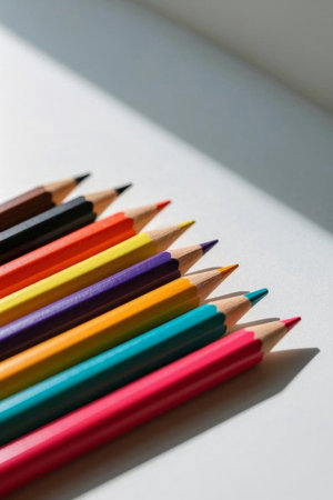 Colored pencils neatly arrangedの素材