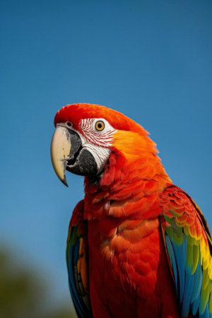 Close up of a colorful macawの素材