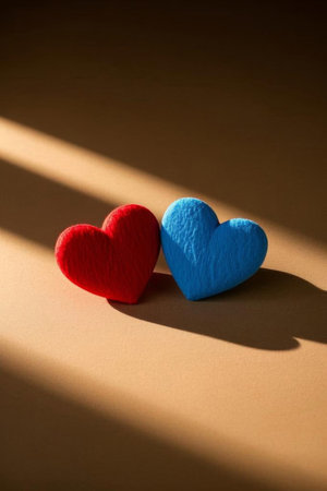 Red and blue love staged still life materialの素材