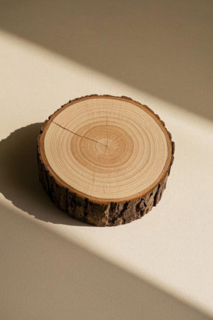 Close up of a cross section of a wooden segmentの素材