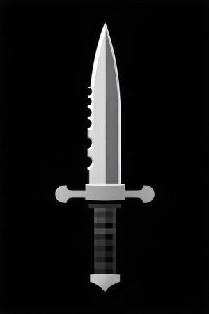 Sharp dagger against black backgroundの素材