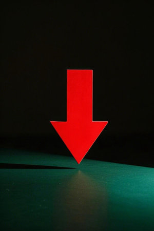 Close up of the red down arrowの素材