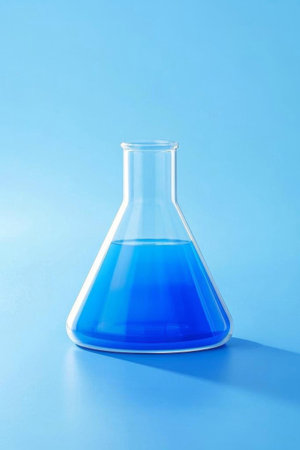 Erlenmeyer flask experiment material for blue liquidの素材