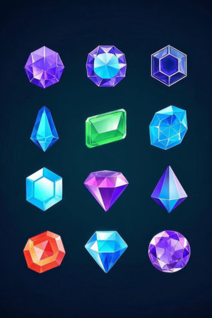 Colorful Gemstone Illustration Materialの素材