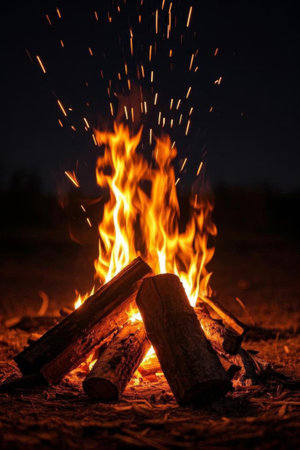 Bonfires burning outdoorsの素材