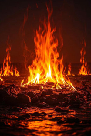 Close up of a burning bonfireの素材