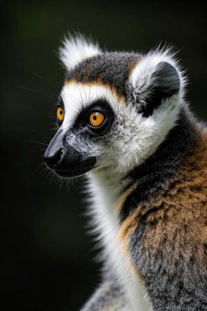 Close up of the ring tailed lemurの素材
