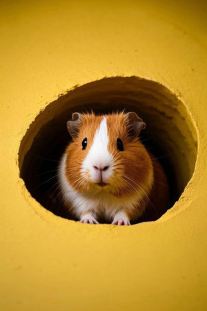Close up of a cute hamster in a caveの素材
