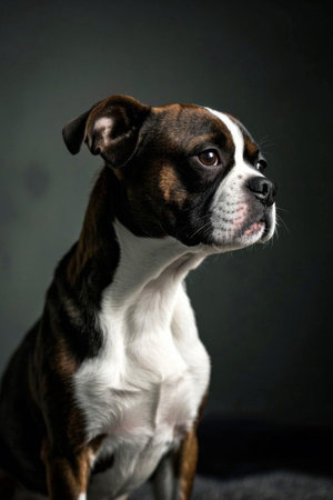 Close up of the black and white flower dogの素材