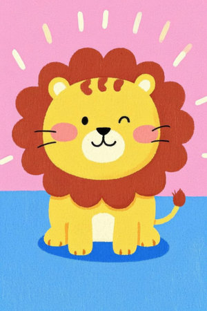 Cute cartoon lion image materialの素材