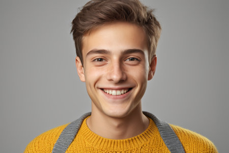 Close up of a smiling young man portraitの素材