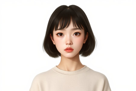 Bust portrait of a woman with short hairの素材