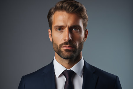 Front portrait of a man in a suitの素材