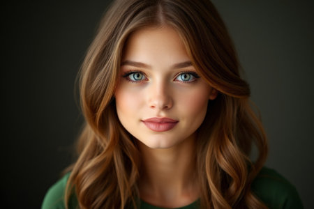 Close up portrait of girl with long hairの素材