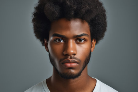 Front portrait of a young black manの素材