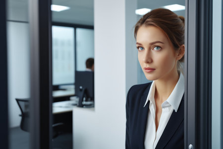 Portrait of a working woman in an officeの素材