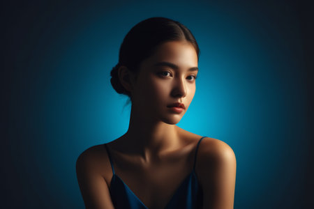 Bust portrait of young Asian womenの素材