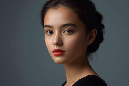 Close up of female face and pixel materialsの素材