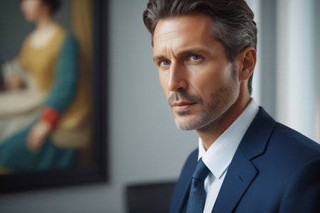 Portrait Close up of Men in Suitの素材